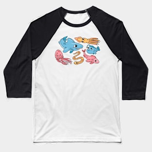 Sea Animal Cartoon Baseball T-Shirt